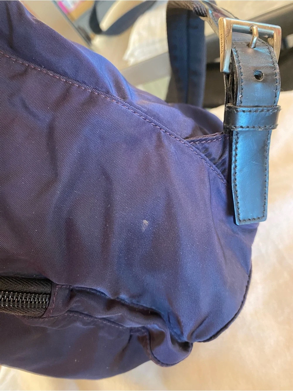 Prada Dark Purple Nylon Backpack with Black Leather Trim - Picture 5 of 8